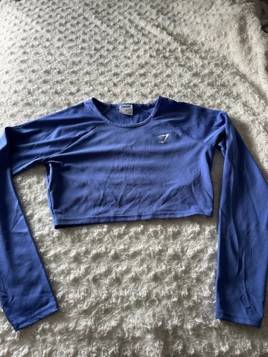 Gymshark Royal Blue Long-Sleeve Cropped Top - Picture 1 of 2